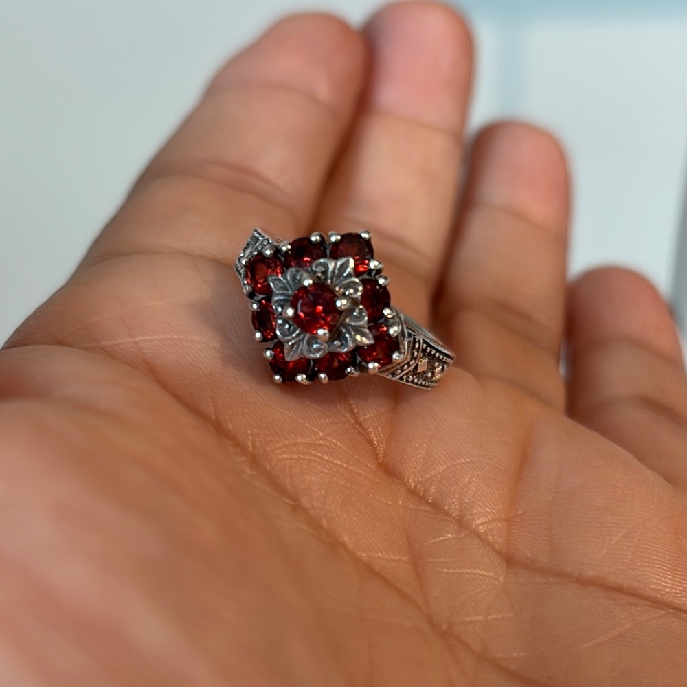 Vintage Garnet Ring 925 - Picture 6 of 8